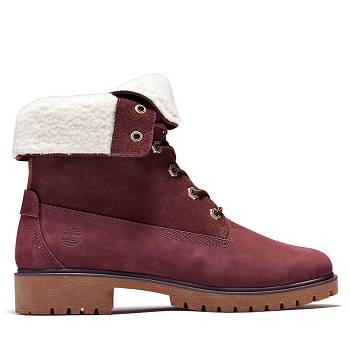 Timberland Női Jayne Fleece Fold-Down 6 Inch Bakancs Bordó